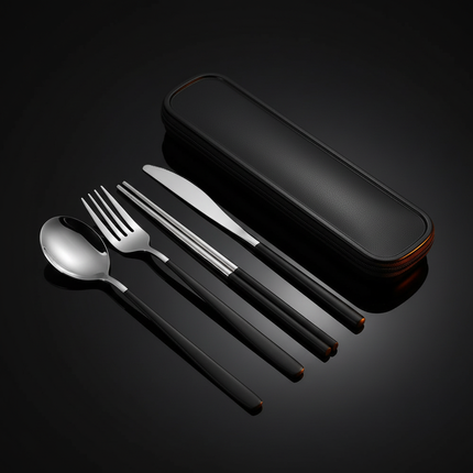 Black Silver Cutlery Set
